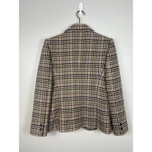 L'Agence NWT Tweed Wool Blend Houndstooth Blazer Tan Sz 4 Office Business Casual - Picture 9 of 9